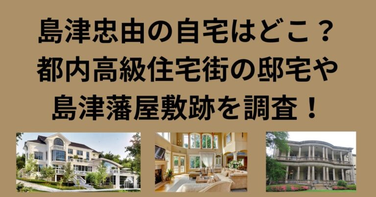 島津忠由の自宅はどこ？都内高級住宅街の邸宅や島津藩屋敷跡を調査！ | それ知りたいな